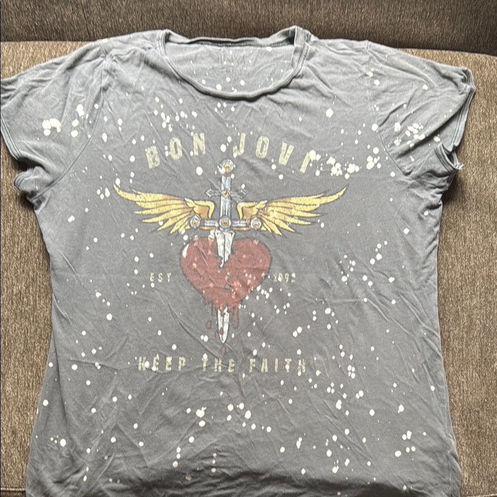 Gray Tee with White Speckle Design